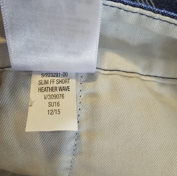 Old Navy Mens Ultimate Slim Blue W/White Heather Wave Design Linen Shorts Sz 33 - Picture 13 of 14